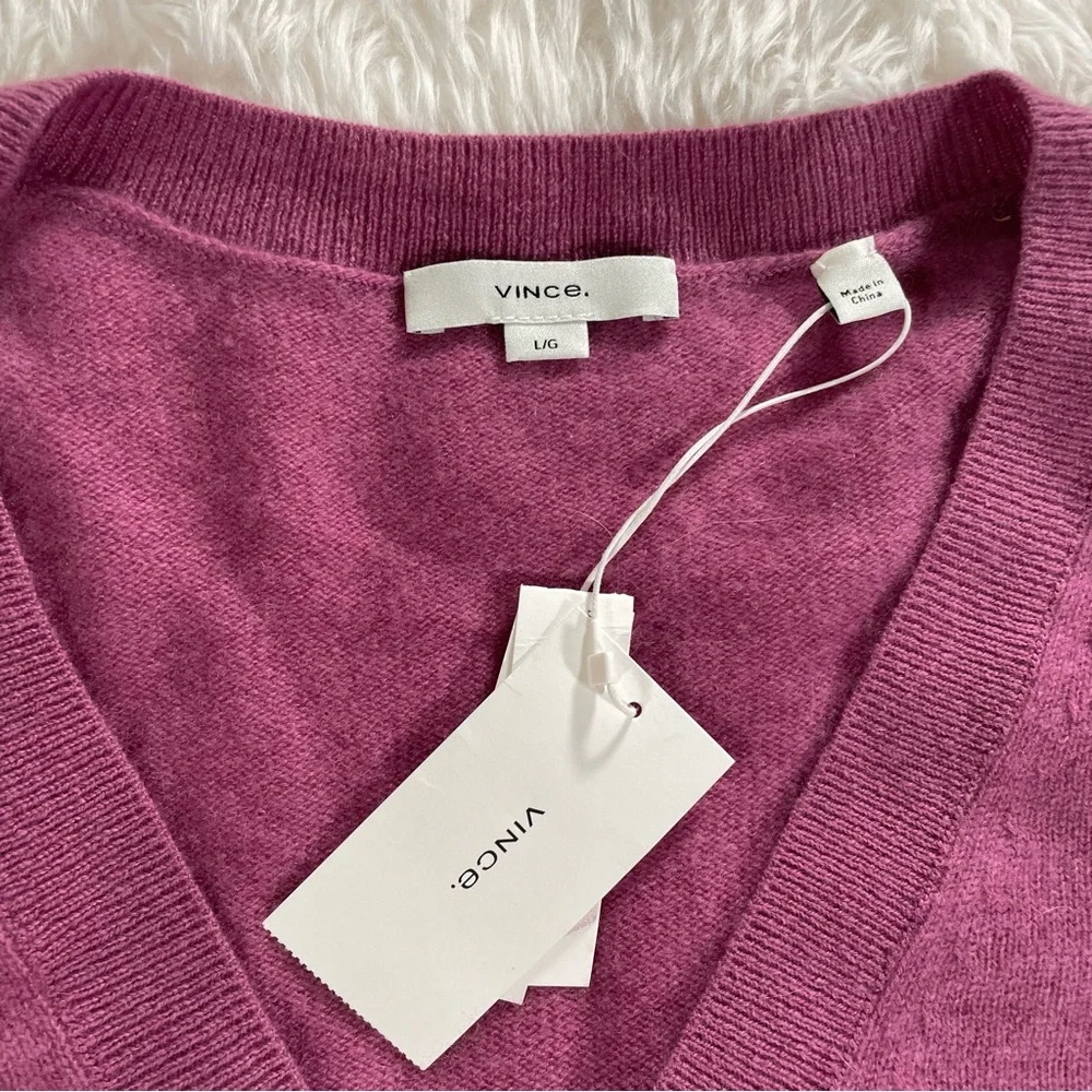 VINCE Cashmere Sweater - Soft, Gorgeous Tea Berry Color-way - Women’s Size XL - Picture 2 of 9